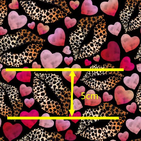 Leopard Lips and Hearts Printed Textured Liverpool/ Bullet Fabric