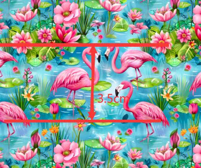 Flamingos Bird Printed Faux Leather Sheet Litchi has a pebble like feel with bright colors