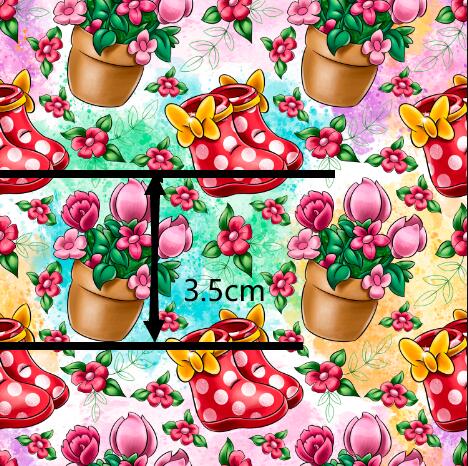 Mouse Garden Printed Faux Leather Sheet Litchi has a pebble like feel with bright colors