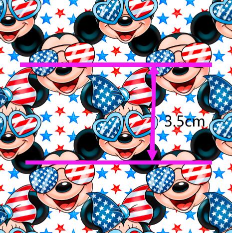 Mouse July 4th Red, White and Blue Printed Faux Leather Sheet Litchi has a pebble like feel with bright colors