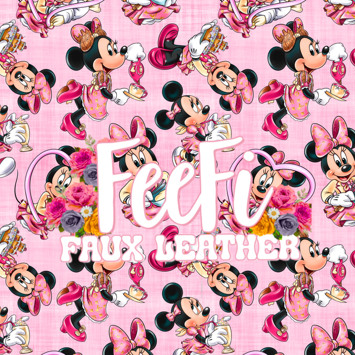 Minnie Mouse Printed Textured Liverpool/ Bullet Fabric with a textured feel