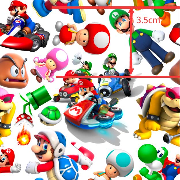 Mario Cart Super Mario Printed Faux Leather Sheet Litchi has a pebble like feel with bright colors