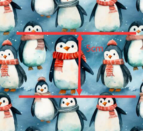 Christmas Penquins Printed Liverpool/Bullet Fabric