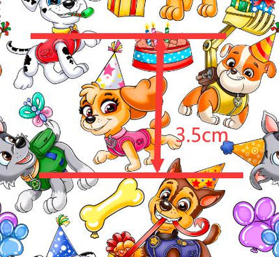 Paw Patrol Birthday Party Printed Faux Leather Sheet Litchi has a pebble like feel with bright colors