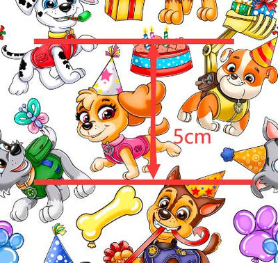 Paw Patrol Birthday Party Printed Textured Liverpool/ Bullet Fabric with a textured feel