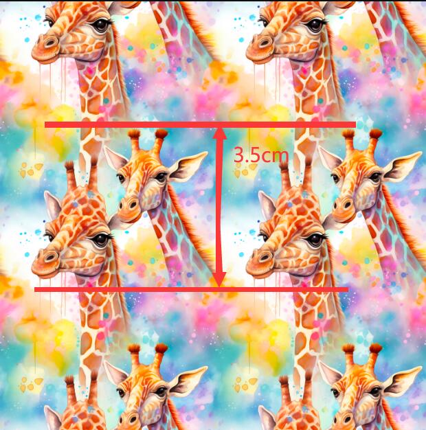 Colorful Giraffe Printed Faux Leather Sheet Litchi has a pebble like feel with bright colors