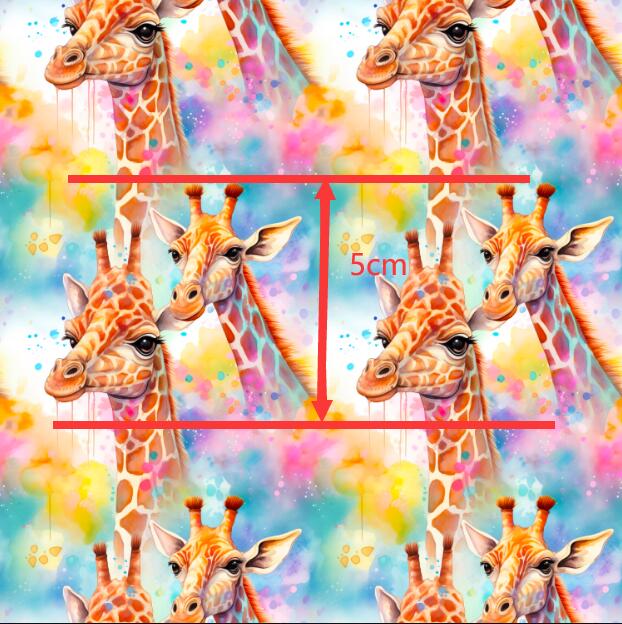 Colorful Giraffe Printed Textured Liverpool/ Bullet Fabric with a textured feel