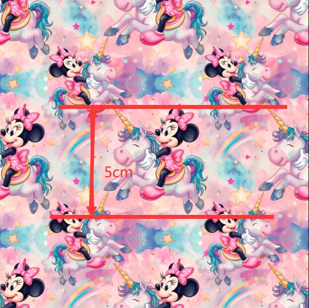 Minnie Mouse Unicorn Printed Textured Liverpool/ Bullet Fabric with a textured feel