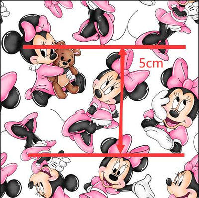 Minnie Mouse Printed Textured Liverpool/ Bullet Fabric with a textured feel