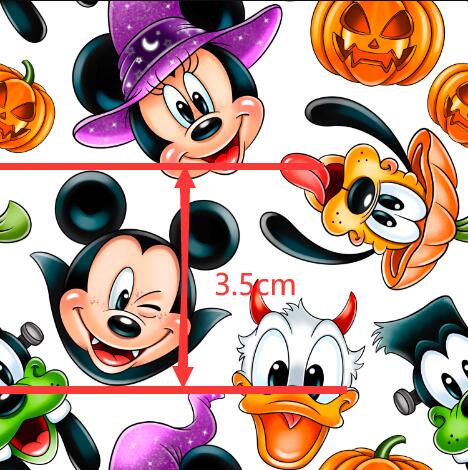 Halloween Friends Printed Faux Leather Sheet Litchi has a pebble like feel with bright colors