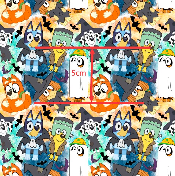 Bluey Halloween Printed Textured Liverpool/ Bullet Fabric with a textured feel