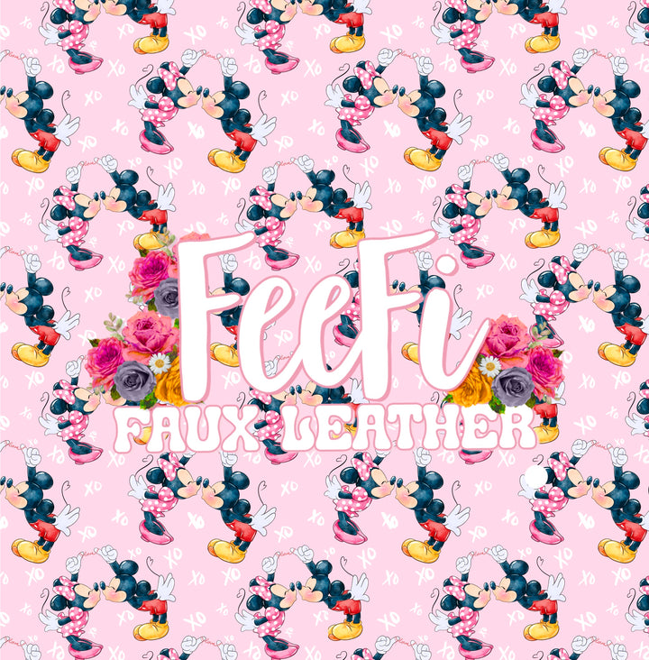 Mouse Valentine Smooth Printed Faux Leather Sheet