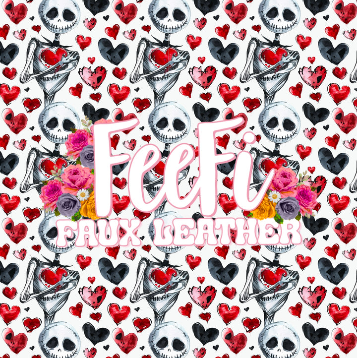 Nightmare Before Christmas Valentine Smooth Printed Faux Leather Sheet