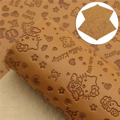 Cute Kitty Litchi Printed Faux Leather Sheet Litchi has a pebble like feel with bright colors