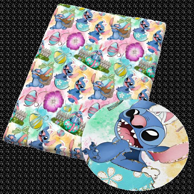 Blue Alien Floral Easter Printed Faux Leather Sheet