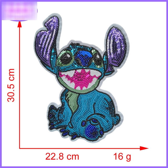 Blue Alien Sequin Embroidery Patch FeeFiFauxLeather