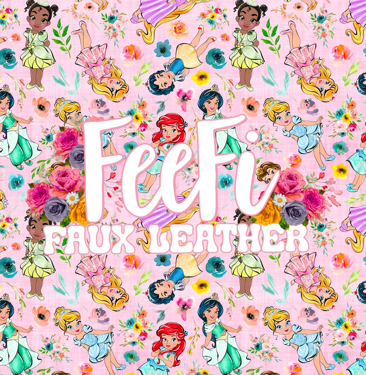 Princesses Printed Smooth Faux Leather Sheet FeeFiFauxLeather