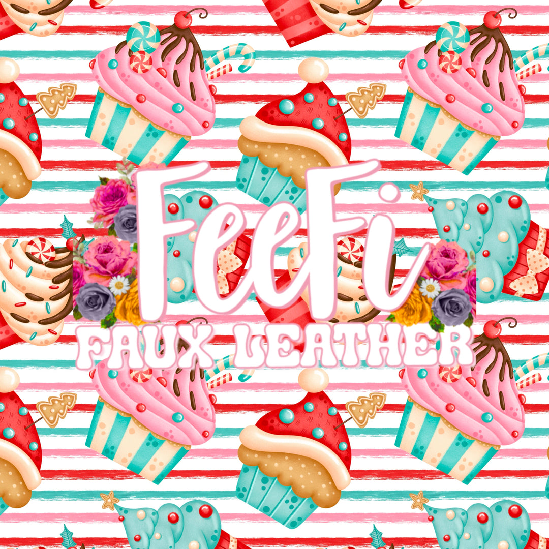 Christmas Snacks Bullet Printed Fabric FeeFiFauxLeather