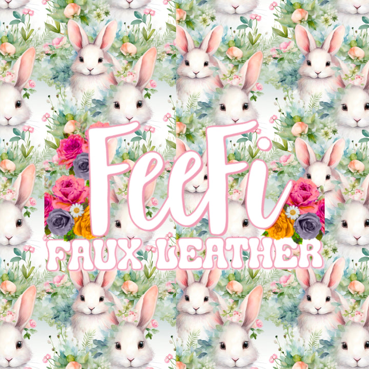 Bunny Rabbits Printed Smooth Faux Leather Sheet FeeFiFauxLeather