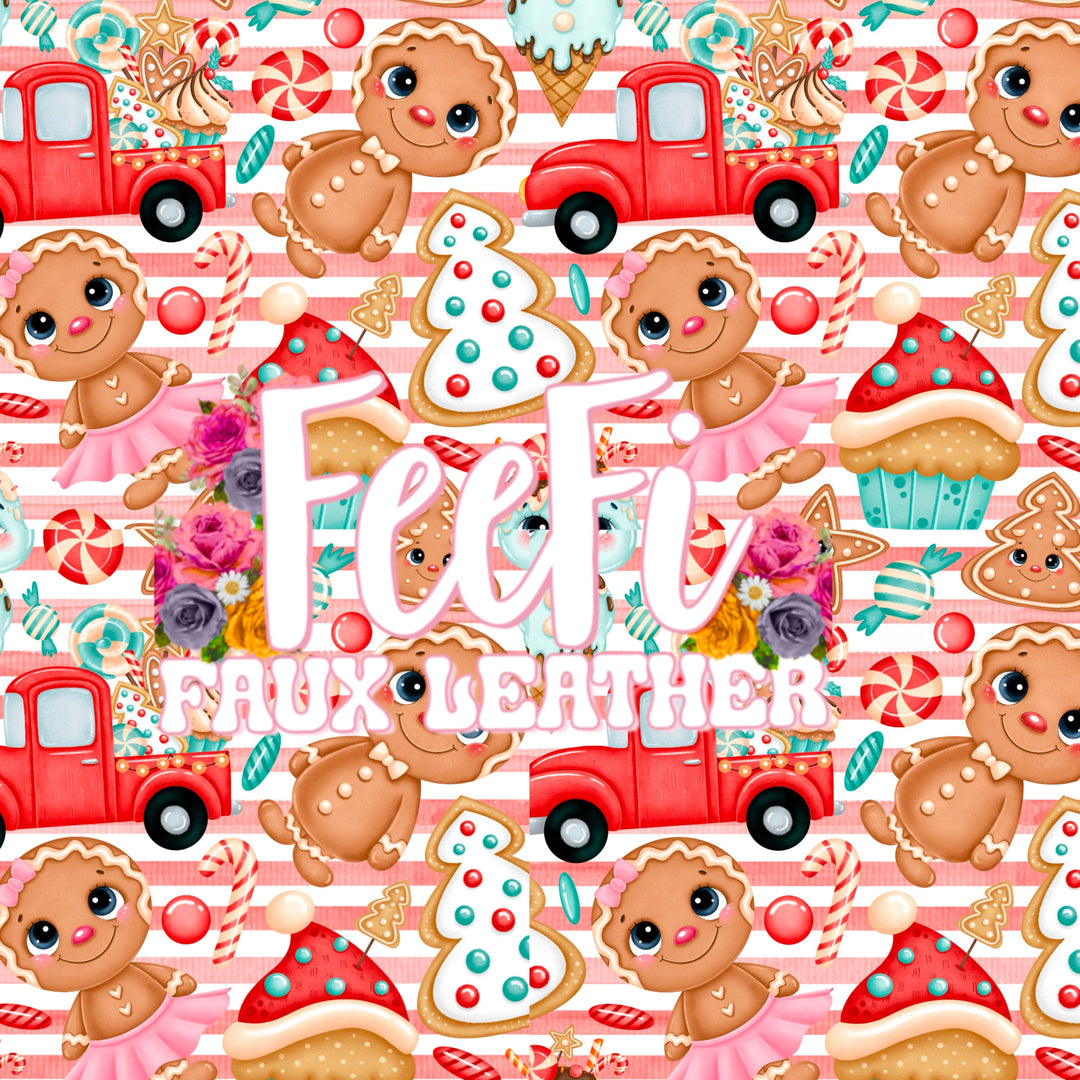 Christmas Snacks Bullet Printed Fabric FeeFiFauxLeather