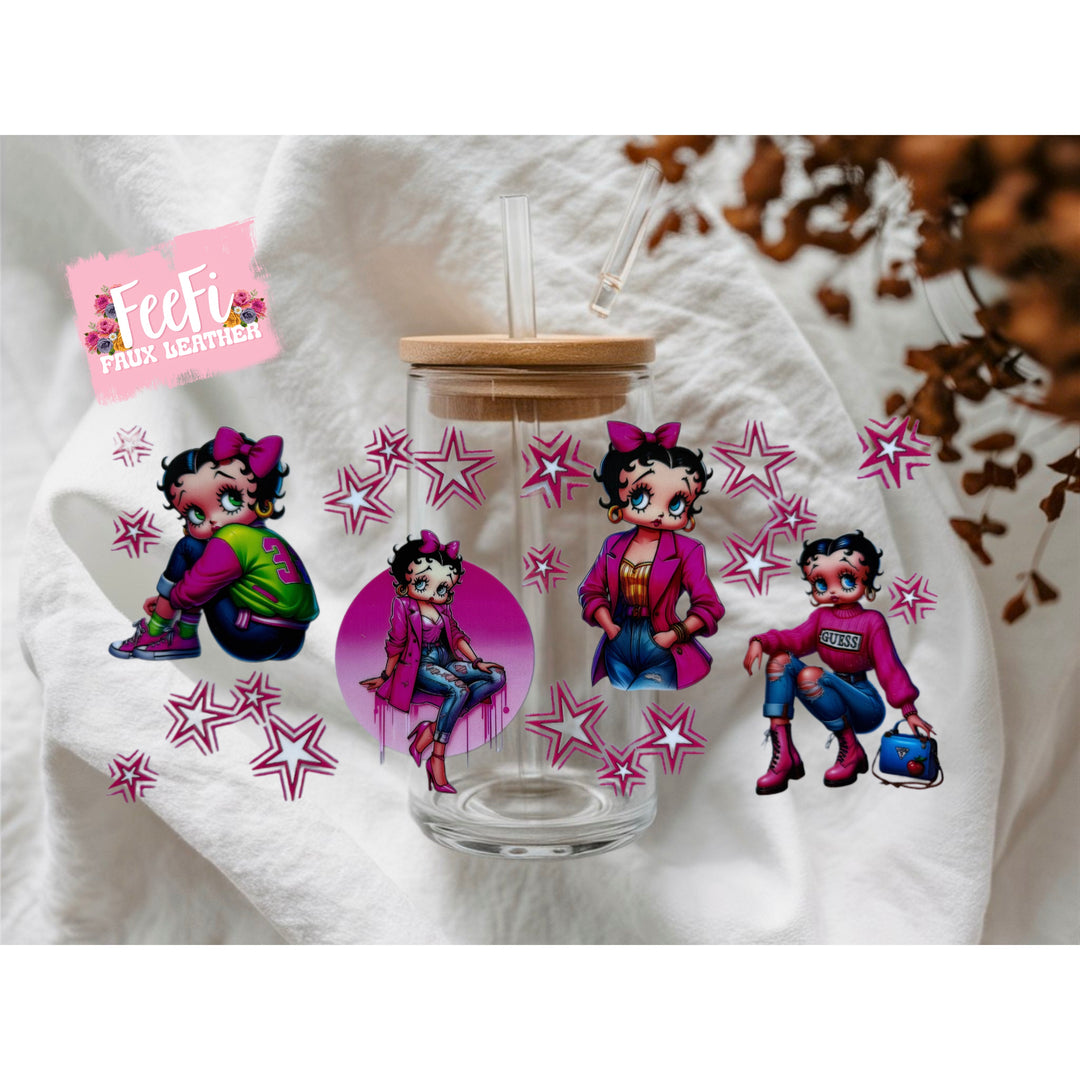 Betty Boop UV DTF Cup Wrap – Easy Cup Wrap for Tumblers & Projects FeeFiFauxLeather