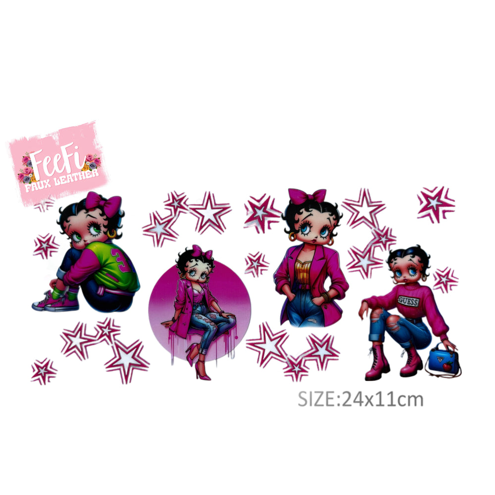 Betty Boop UV DTF Cup Wrap – Easy Cup Wrap for Tumblers & Projects FeeFiFauxLeather