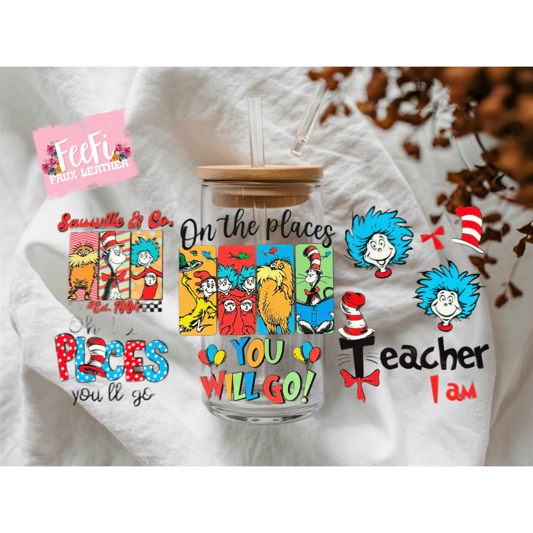 The Cat In The Hat UV DTF Cup Wrap – Easy Cup Wrap for Tumblers & Projects FeeFiFauxLeather