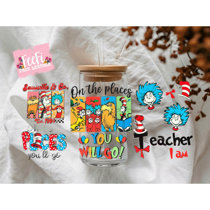 The Cat In The Hat UV DTF Cup Wrap – Easy Cup Wrap for Tumblers & Projects FeeFiFauxLeather