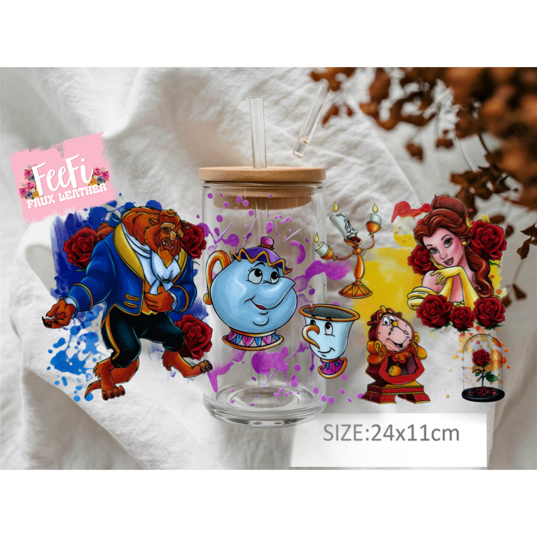 Beauty and The Beast UV DTF Cup Wrap – Easy Cup Wrap for Tumblers & Projects FeeFiFauxLeather