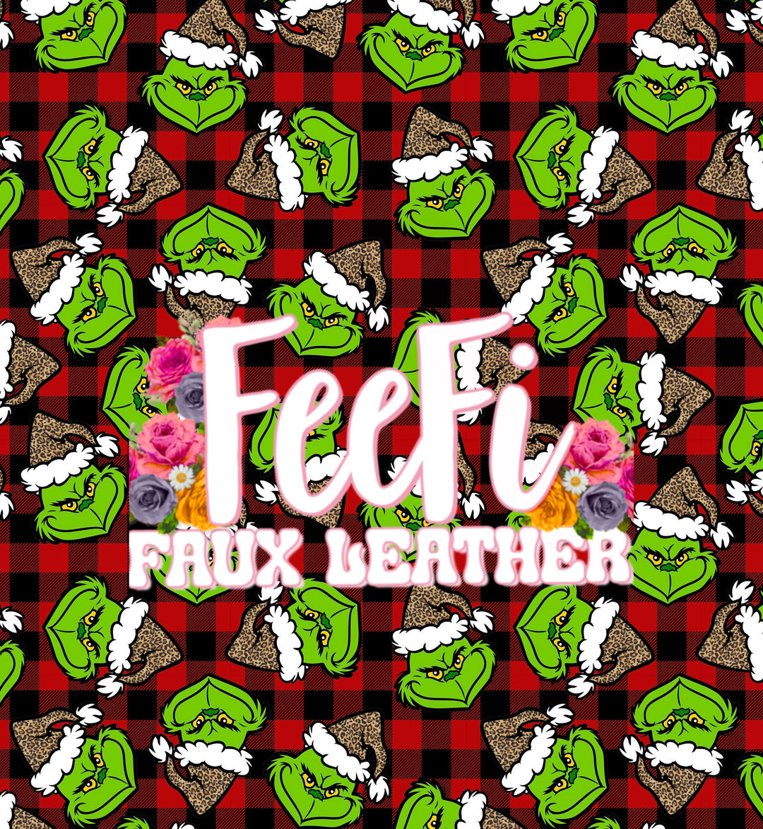 The Grinch Christmas Printed Faux Leather Sheet FeeFiFauxLeather