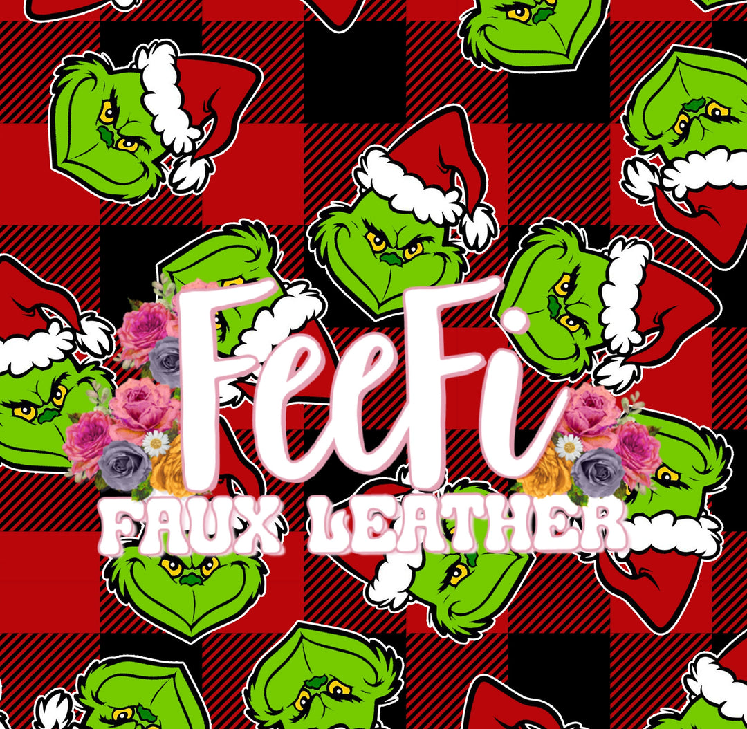 The Grinch Plaid Printed Fabric FeeFiFauxLeather