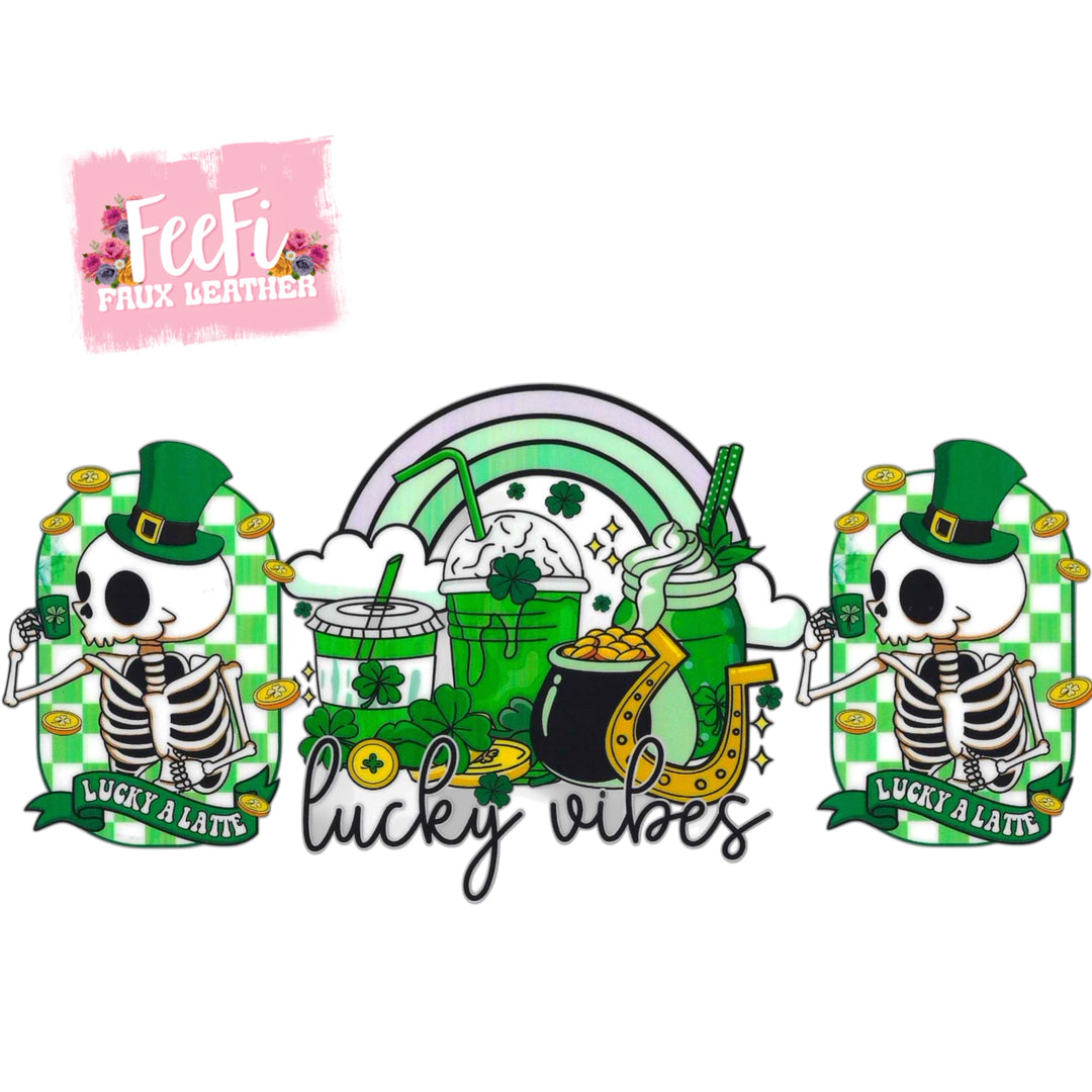 Skull St. Patrick’s Day UV DTF Cup Wrap – Easy Cup Wrap for Tumblers & Projects FeeFiFauxLeather