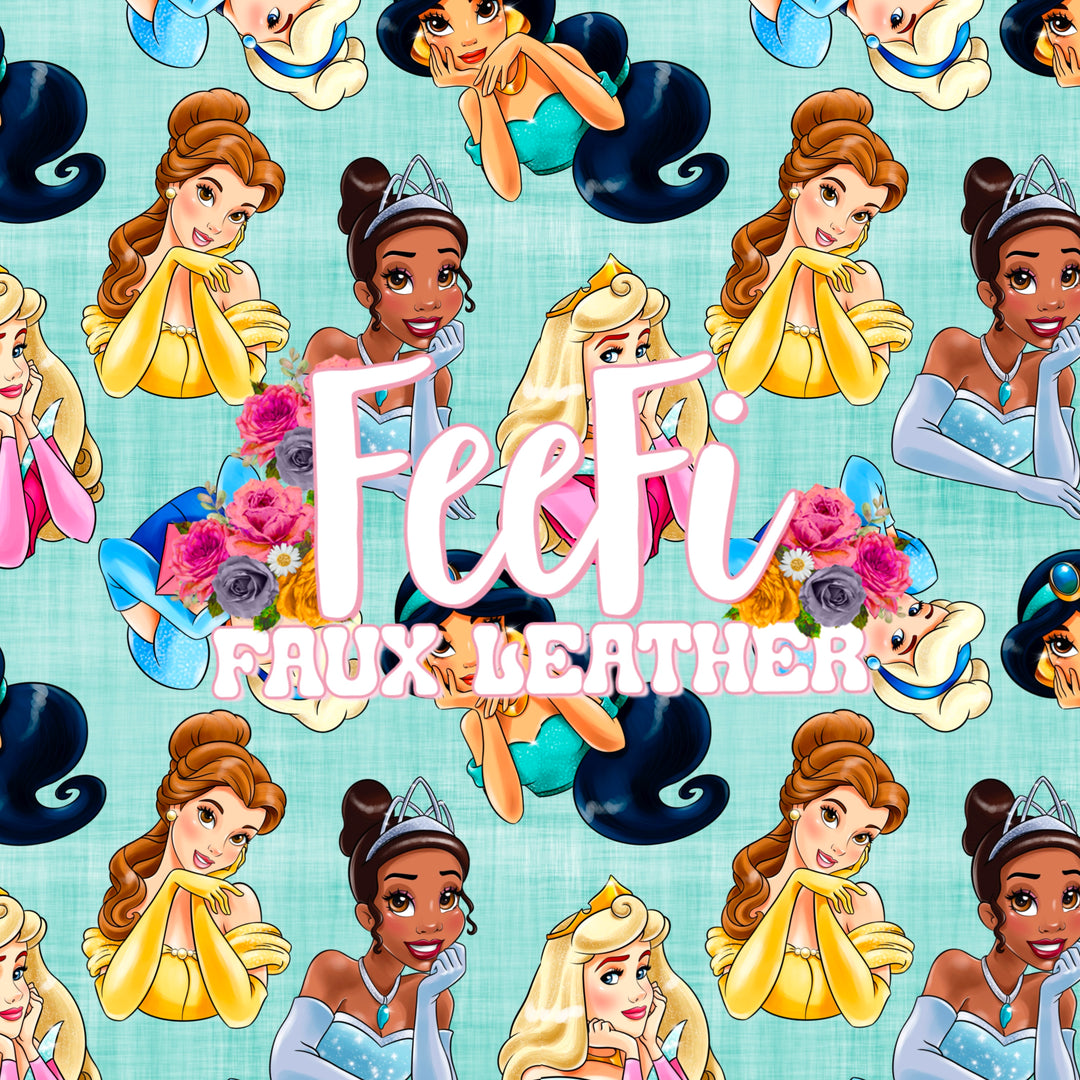 Princesses Litchi Printed Faux Leather Sheet FeeFiFauxLeather