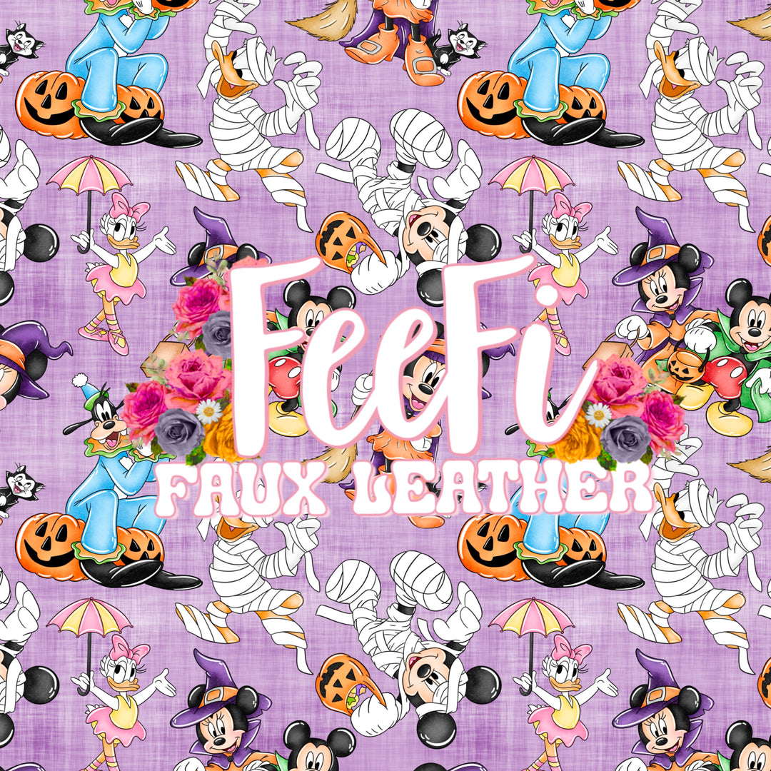 Mouse Mummy Halloween Litchi Printed Faux Leather Sheet FeeFiFauxLeather