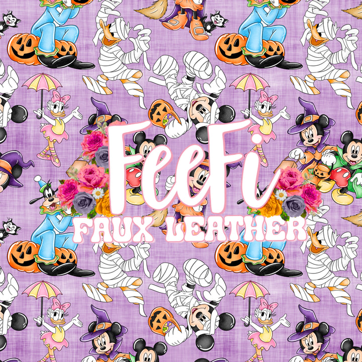 Mouse Halloween Printed Faux Leather Sheet