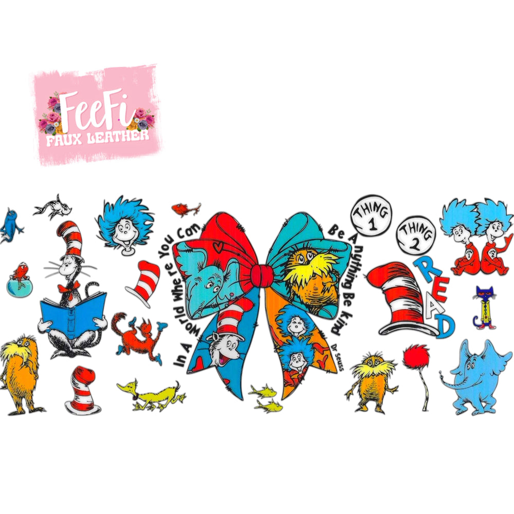 Dr Seuss Cat In The Hat UV DTF Cup Wrap – Easy Cup Wrap for Tumblers & Projects FeeFiFauxLeather