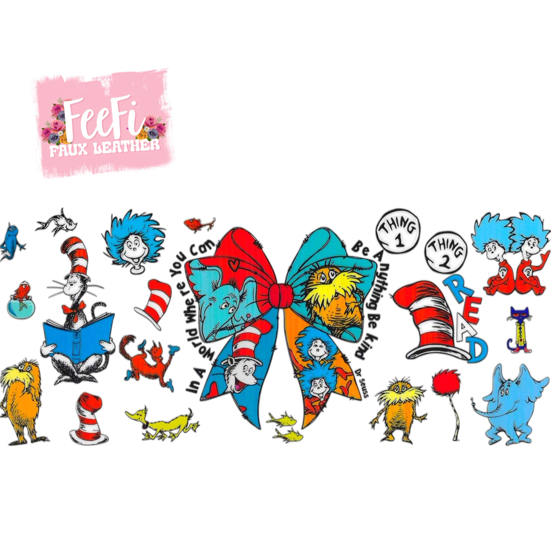 Dr Seuss Cat In The Hat UV DTF Cup Wrap – Easy Cup Wrap for Tumblers & Projects FeeFiFauxLeather
