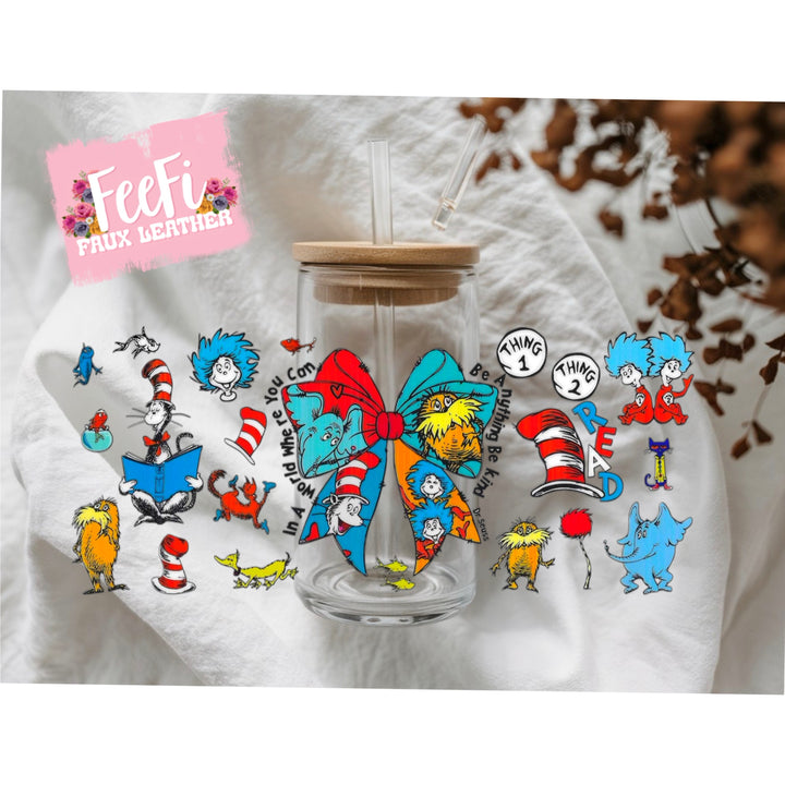 Dr Seuss Cat In The Hat UV DTF Cup Wrap – Easy Cup Wrap for Tumblers & Projects FeeFiFauxLeather