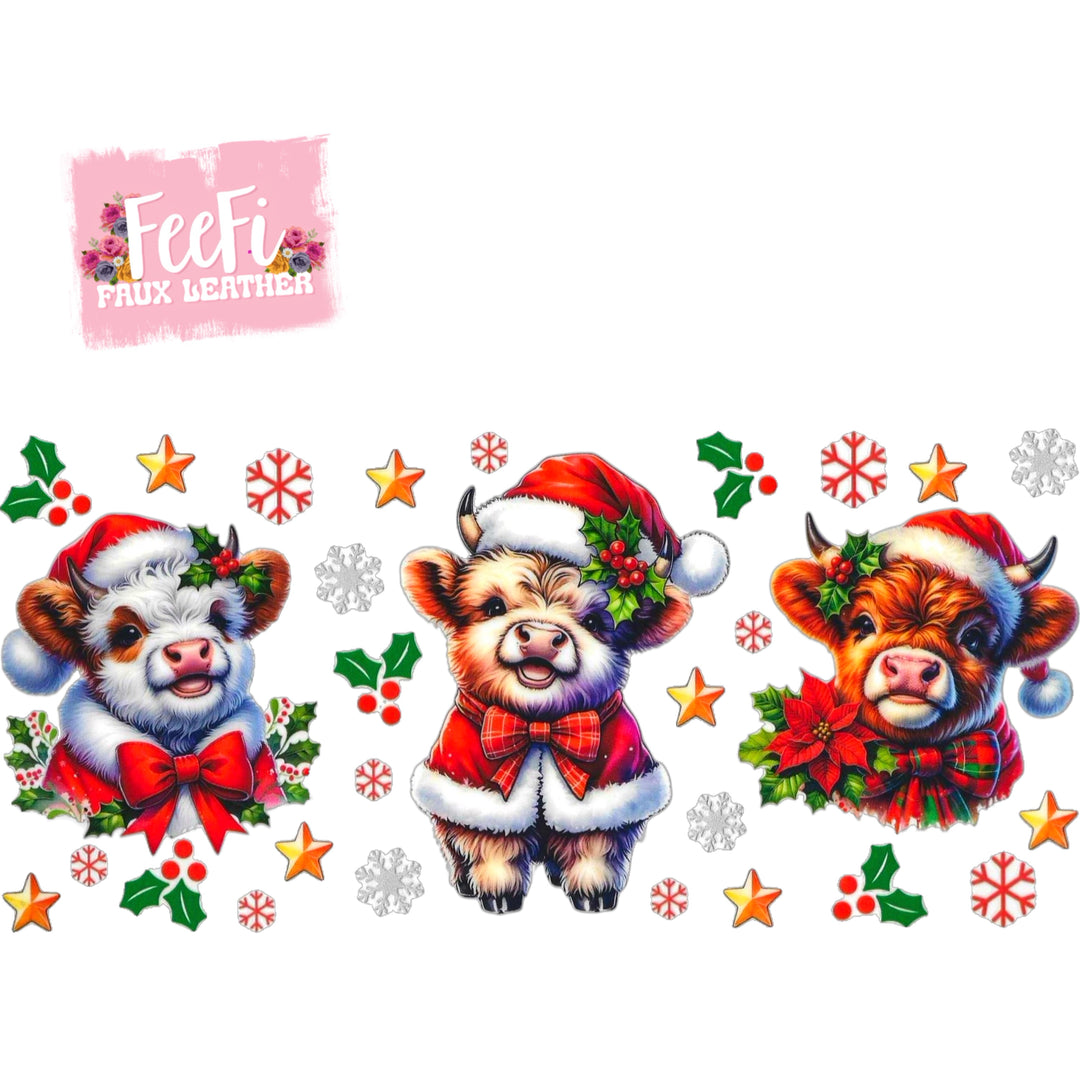 Christmas Cow UV DTF Cup Wrap – Easy Cup Wrap for Tumblers & Projects FeeFiFauxLeather