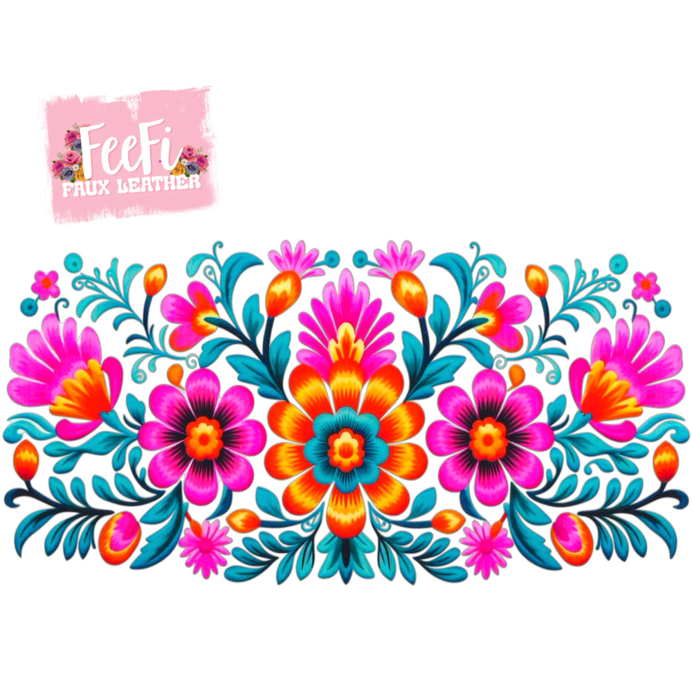 Bright Flowers  UV DTF Cup Wrap – Easy Cup Wrap for Tumblers & Projects FeeFiFauxLeather