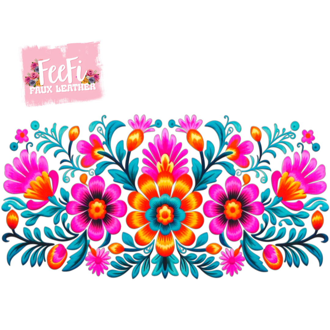 Bright Flowers  UV DTF Cup Wrap – Easy Cup Wrap for Tumblers & Projects FeeFiFauxLeather