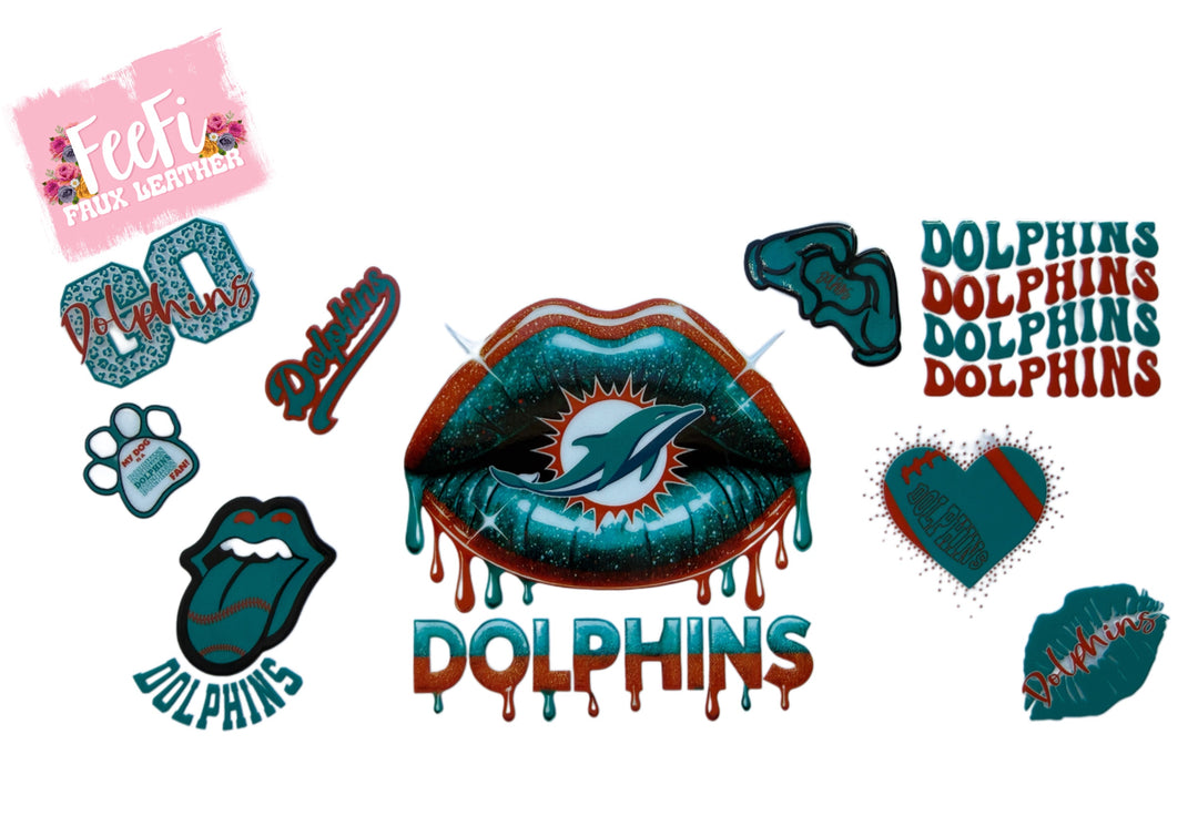 Dolphins Football UV DTF Cup Wrap – Easy Cup Wrap for Tumblers & Projects FeeFiFauxLeather