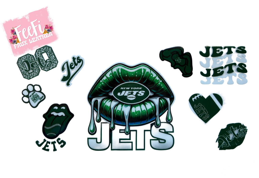 Jets Football UV DTF Cup Wrap – Easy Cup Wrap for Tumblers & Projects FeeFiFauxLeather