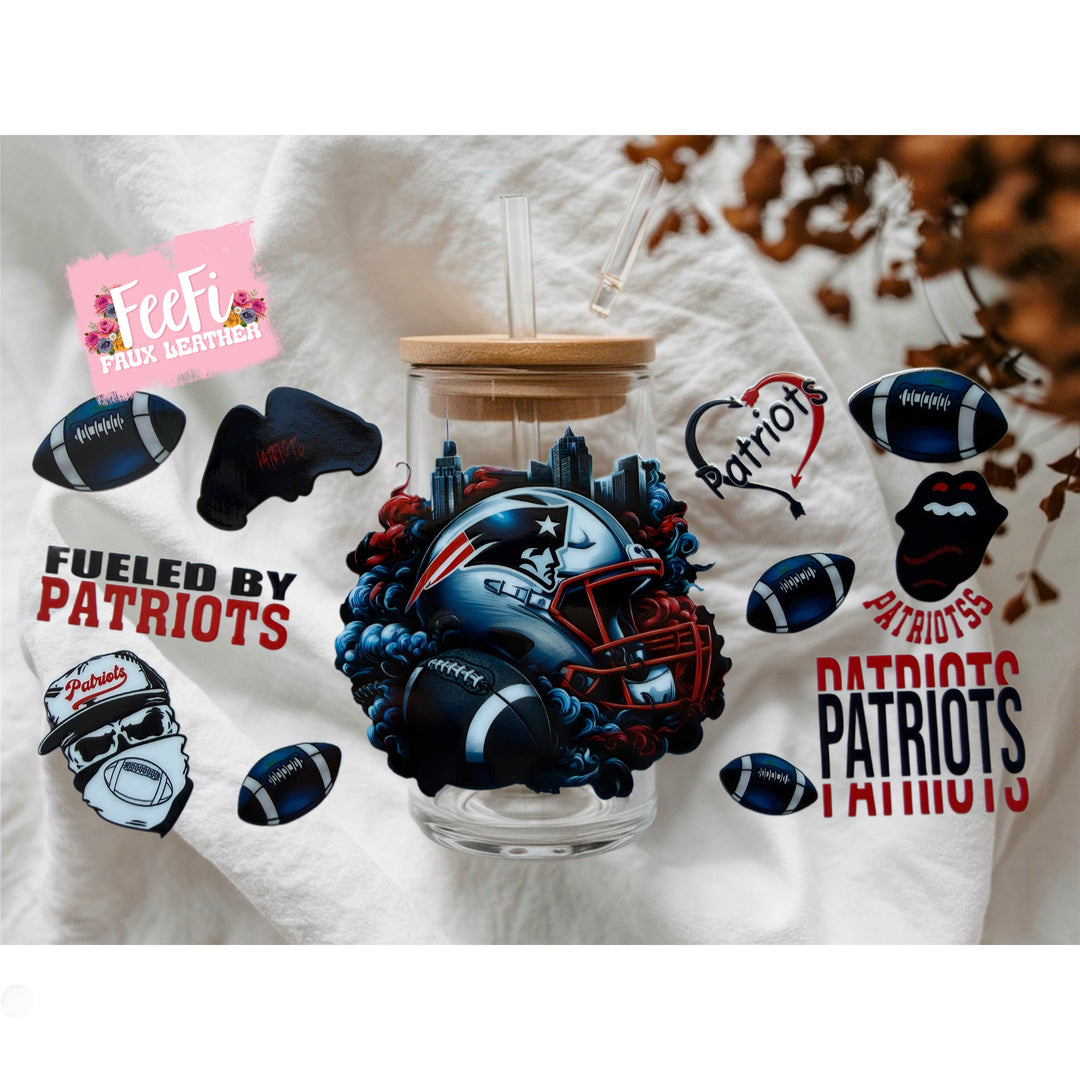 Patriots Football UV DTF Cup Wrap – Easy Cup Wrap for Tumblers & Projects FeeFiFauxLeather