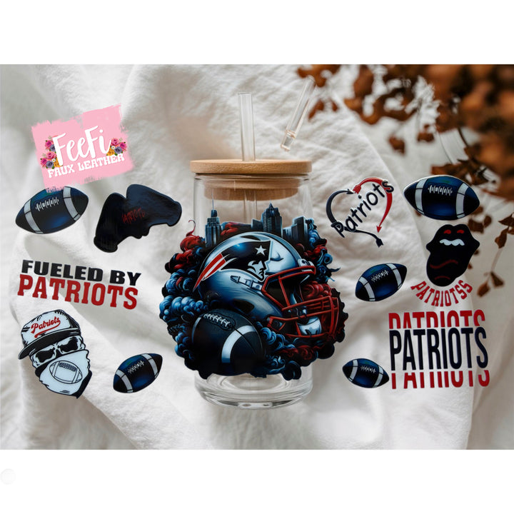 Patriots Football UV DTF Cup Wrap – Easy Cup Wrap for Tumblers & Projects FeeFiFauxLeather