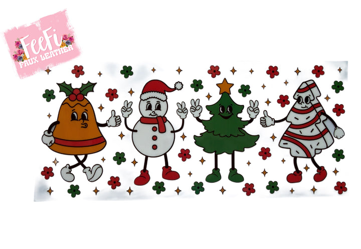 Christmas Snack Characters UV DTF Cup Wrap – Easy Cup Wrap for Tumblers & Projects FeeFiFauxLeather