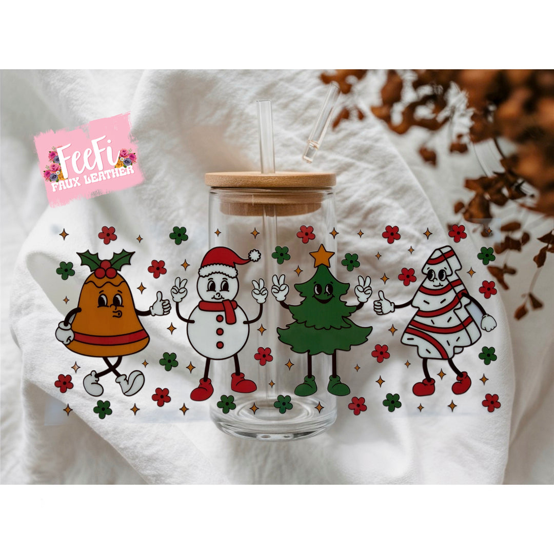 Christmas Snack Characters UV DTF Cup Wrap – Easy Cup Wrap for Tumblers & Projects FeeFiFauxLeather