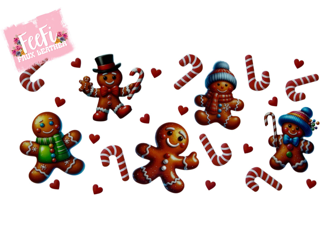 Gingerbread Christmas UV DTF Cup Wrap – Easy Cup Wrap for Tumblers & Projects FeeFiFauxLeather