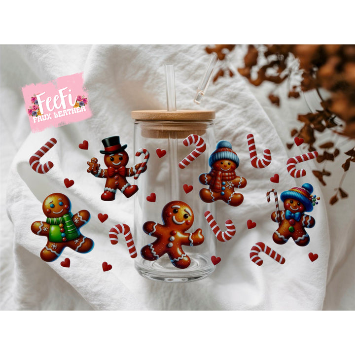 Gingerbread Christmas UV DTF Cup Wrap – Easy Cup Wrap for Tumblers & Projects FeeFiFauxLeather