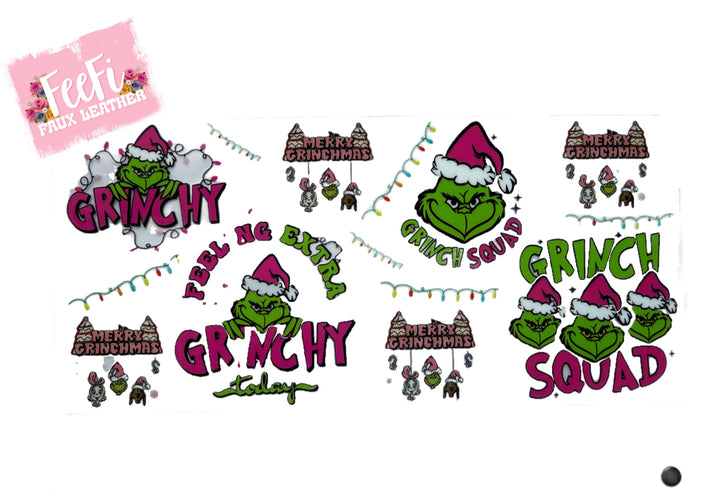 Grinch Christmas UV DTF Cup Wrap – Easy Cup Wrap for Tumblers & Projects FeeFiFauxLeather